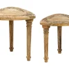 Conjunto De 2 Mesas De Apoio Em Madeira Clara De Mango Saora