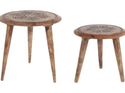 Conjunto De 2 Mesas De Apoio Em Madeira Escura De Mango Turua