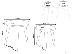 Conjunto De 2 Mesas De Apoio Em Madeira Escura De Mango E Dourado Chanpi