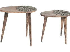 Conjunto De 2 Mesas De Apoio Em Madeira Escura De Mango Khetua