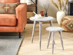 Conjunto De 2 Mesas De Apoio Em Madeira De Mango Branca Barju