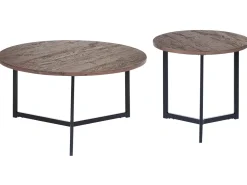 Conjunto De 2 Mesas De Centro Em Madeira Escura E Preta Tippo