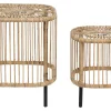 Conjunto De 2 Mesas De Centro Em Rattan Natural E Preto 67 X 67 Cm Cesenatico