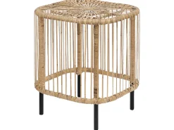 Conjunto De 2 Mesas De Centro Em Rattan Natural E Preto 67 X 67 Cm Cesenatico