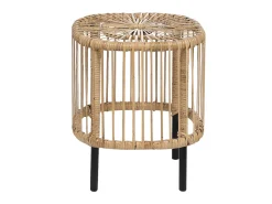Conjunto De 2 Mesas De Centro Em Rattan Natural E Preto 67 X 67 Cm Cesenatico