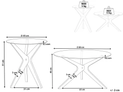 Conjunto De 2 Mesas Em Madeira Clara E Tampo De Vidro Temperado Valley