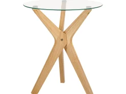 Conjunto De 2 Mesas Em Madeira Clara E Tampo De Vidro Temperado Valley