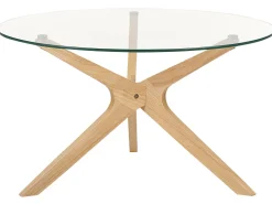 Conjunto De 2 Mesas Em Madeira Clara E Tampo De Vidro Temperado Valley