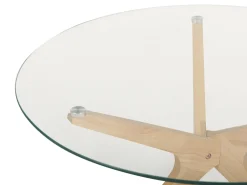 Conjunto De 2 Mesas Em Madeira Clara E Tampo De Vidro Temperado Valley