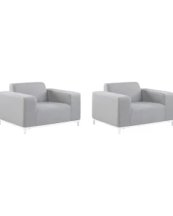 Conjunto De 2 Poltronas De Jardim Cinzento Claro E Branco Rovigo