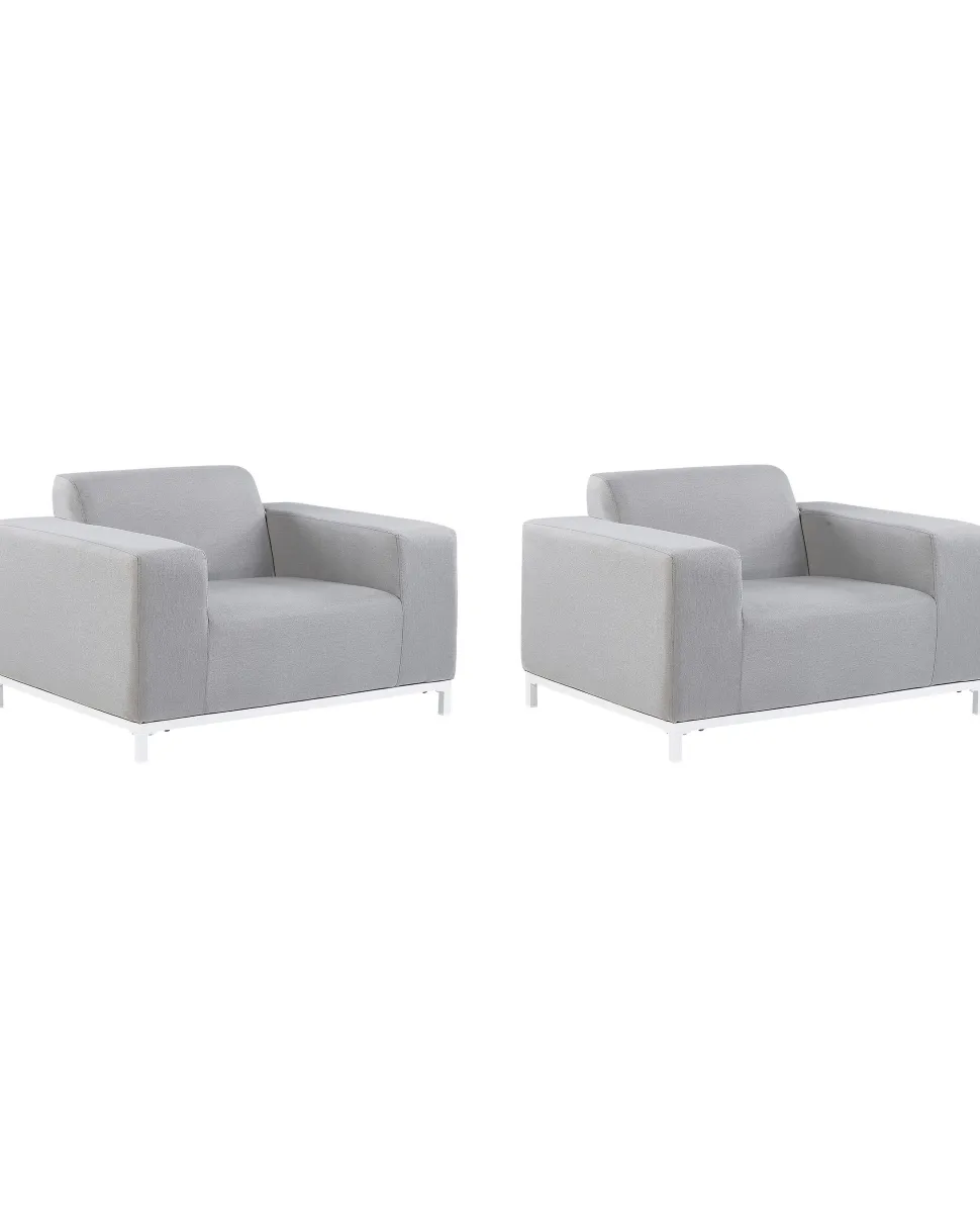 Conjunto De 2 Poltronas De Jardim Cinzento Claro E Branco Rovigo