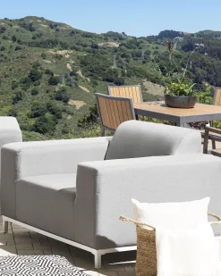 Conjunto De 2 Poltronas De Jardim Cinzento Claro E Branco Rovigo