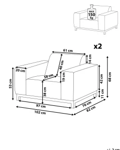 Conjunto De 2 Poltronas De Jardim Cinzento Claro E Branco Rovigo