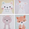 Conjunto De 4 Quadros Com Desenhos Infantis Multicoloridos 30 X 30 Cm Bombi