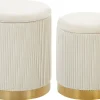 Conjunto De 2 Tamboretes Brancos Com Arrumação Miramar