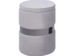 Conjunto De 2 Tamboretes Em Veludo Cinzento Doris