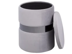 Conjunto De 2 Tamboretes Em Veludo Cinzento Doris