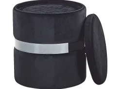 Conjunto De 2 Tamboretes Em Veludo Preto Doris