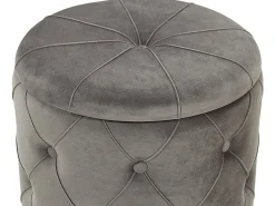 Conjunto De 2 Tamboretes Em Veludo Cinzento Pueblo