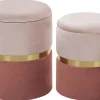 Conjunto De 2 Tamboretes Em Veludo Rosa Wichita
