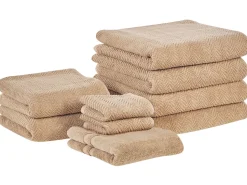Conjunto De 9 Toalhas Em Algodao Creme Mitiaro