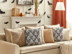 Conjunto De Almofadas Decorativas Em Veludo Cinzento 45 X 45 Cm Fanate