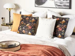 Conjunto De Almofadas Decorativas Com Padrao De Flor Em Veludo Multicolor 45 X 45 Cm Ramonda