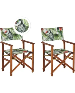 Conjunto De Cadeiras De Jardim Madeira Escura E 2 Lonas Creme E Padrao Tucano Cine