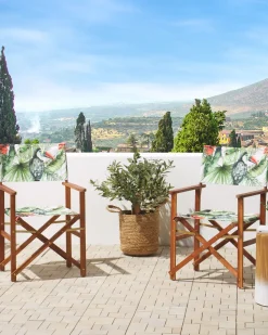 Conjunto De Cadeiras De Jardim Madeira Escura E 2 Lonas Creme E Padrao Tucano Cine