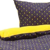 Conjunto De Capa De Edredao Em Algodao Acetinado Azul Escuro E Amarelo 135 X 200 Cm Wallingford