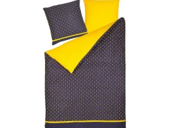 Conjunto De Capa De Edredao Em Algodao Acetinado Azul Escuro E Amarelo 155 X 220 Cm Wallingford