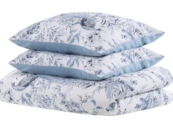 Conjunto De Capa De Edredao Em Algodao Acetinado Azul E Branco 155 X 220 Cm Ballard