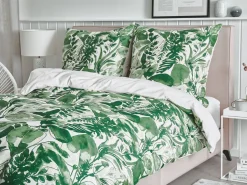Conjunto De Capa De Edredao Em Algodao Acetinado Verde E Branco 155 X 220 Cm Greenwood