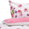 Conjunto De Capa De Edredao Em Algodao Acetinado Branco E Rosa 155 X 220 Cm Larynhill