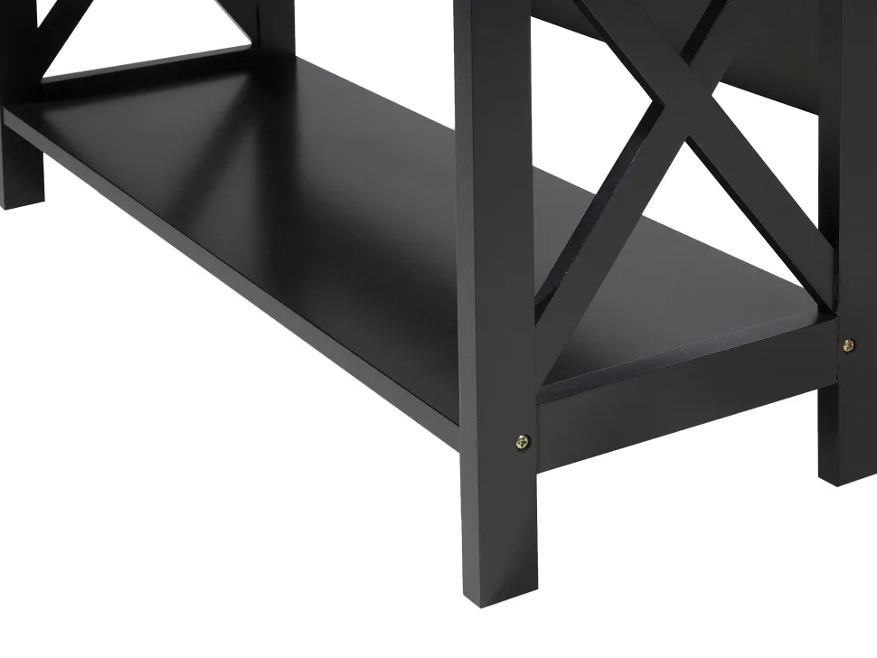 Conjunto De Escritorio Em Madeira Escura E Preto Foster/Harison