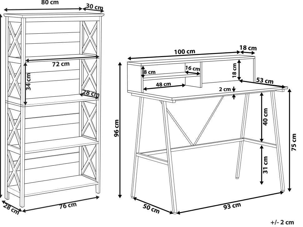 Conjunto De Escritorio Em Madeira Escura E Preto Foster/Harison