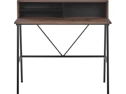 Conjunto De Escritorio Em Madeira Escura E Preto Foster/Harison