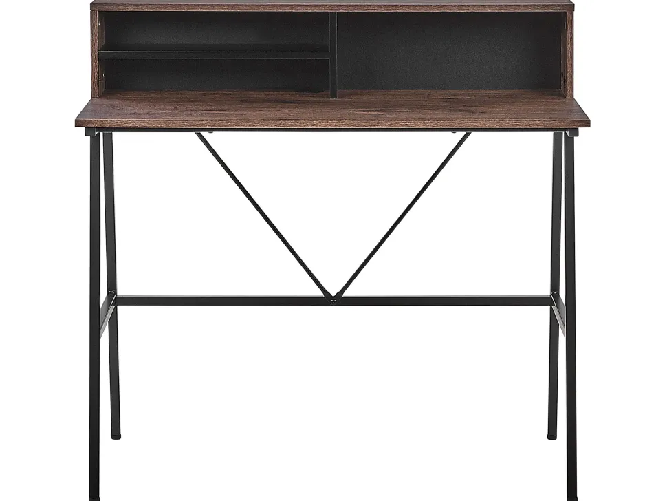 Conjunto De Escritorio Em Madeira Escura E Preto Foster/Harison