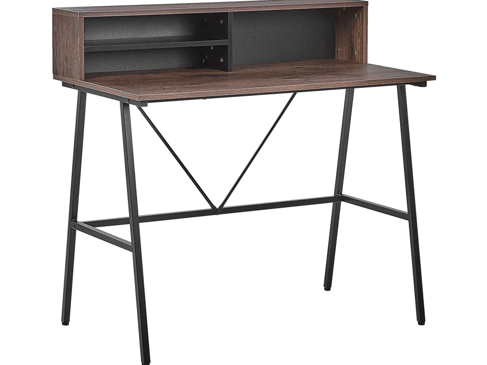 Conjunto De Escritorio Em Madeira Escura E Preto Foster/Harison