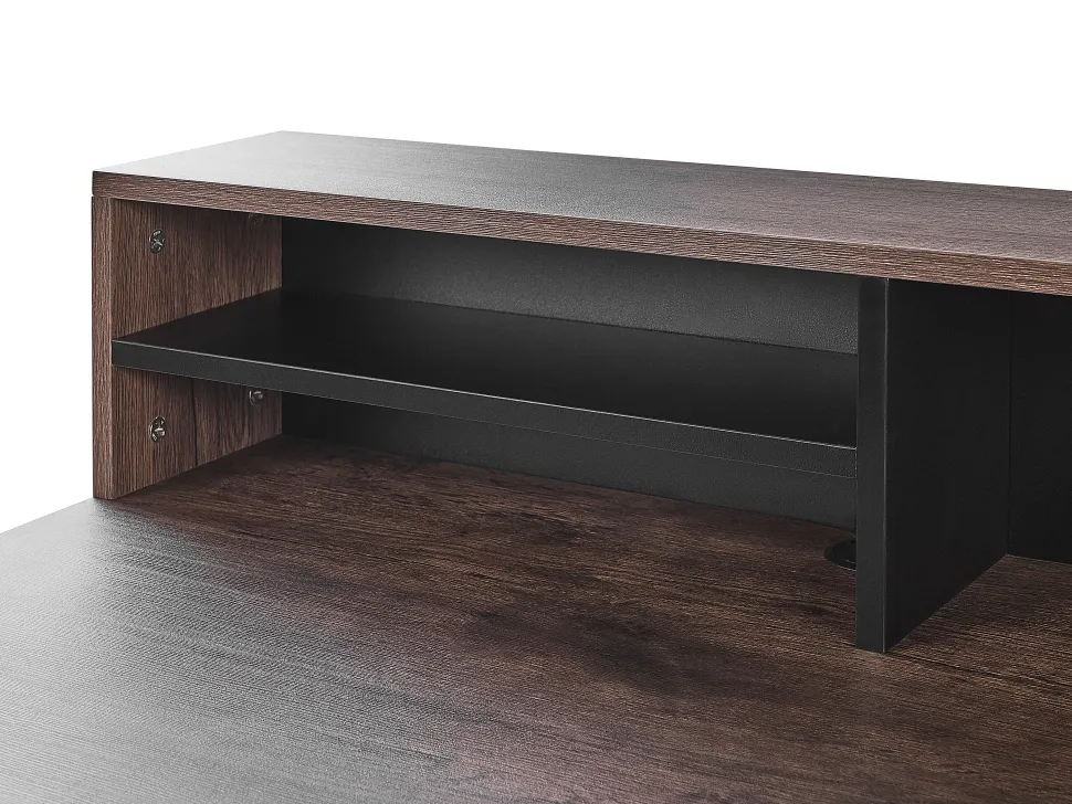 Conjunto De Escritorio Em Madeira Escura E Preto Foster/Harison