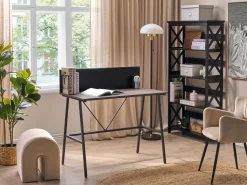 Conjunto De Escritorio Em Madeira Escura E Preto Foster/Hastings