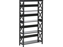 Conjunto De Escritorio Em Madeira Escura E Preto Foster/Hastings