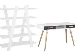 Conjunto De Escritorio Em Branco E Cinzento Escalante/Frisco