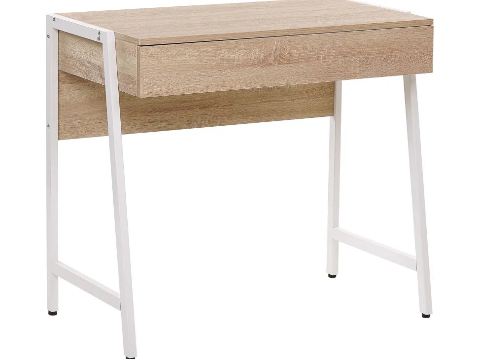 Conjunto De Escritorio Em Branco E Madeira Clara Foster/Carter