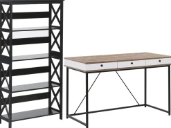 Conjunto De Escritorio Em Madeira Clara E Preto Foster/Hinton