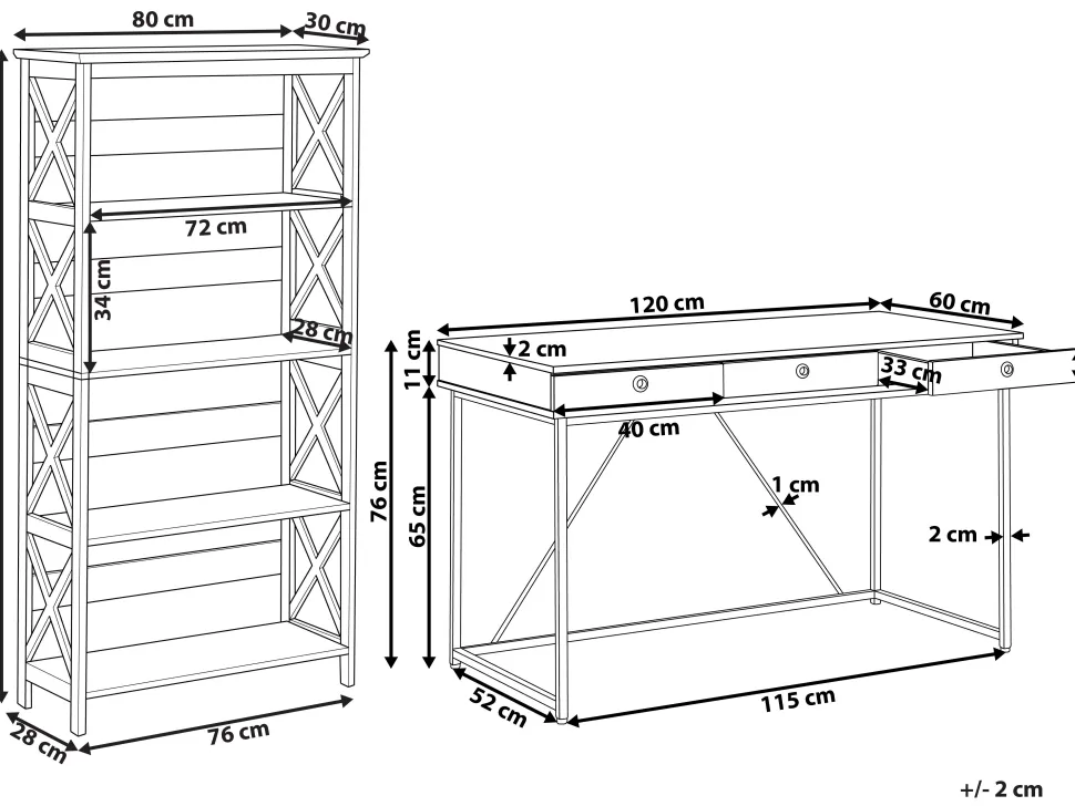 Conjunto De Escritorio Em Madeira Clara E Preto Foster/Hinton