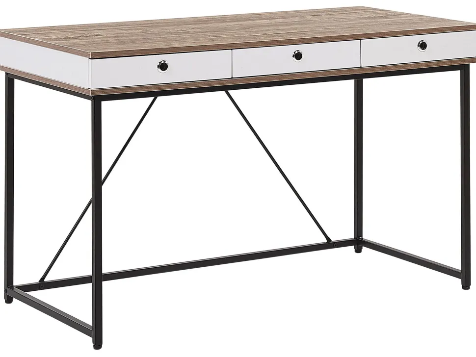 Conjunto De Escritorio Em Madeira Clara E Preto Foster/Hinton