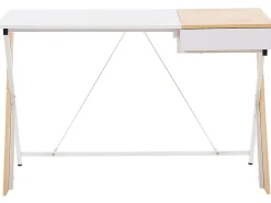 Conjunto De Escritorio Em Branco E Madeira Clara Jenks/Hamden