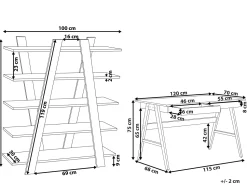Conjunto De Escritorio Em Branco E Madeira Clara Escalante/Sheslay