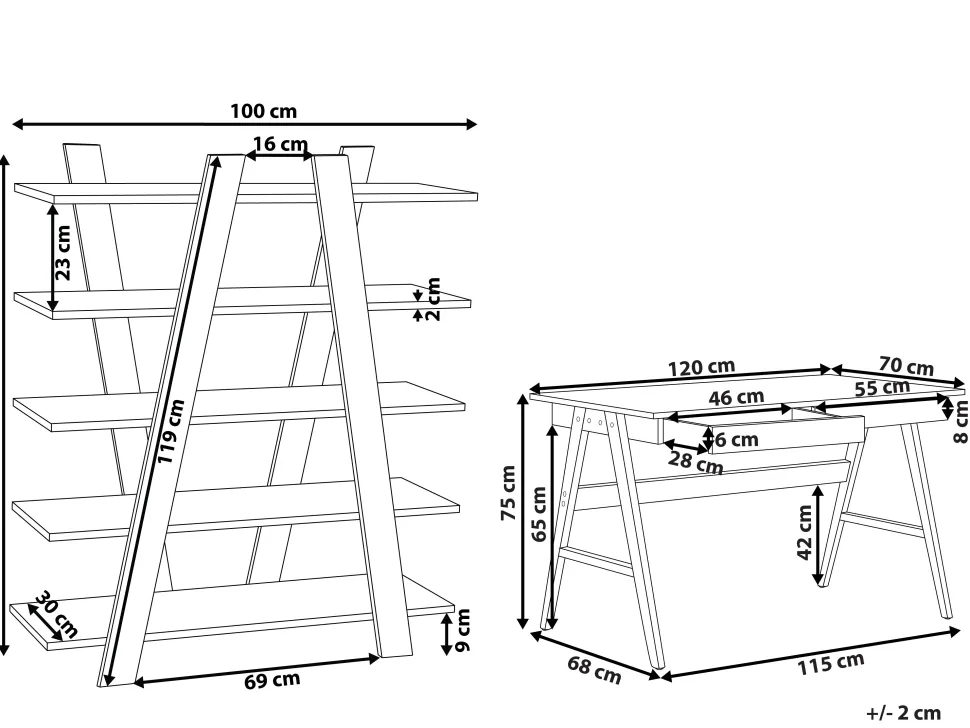 Conjunto De Escritorio Em Branco E Madeira Clara Escalante/Sheslay